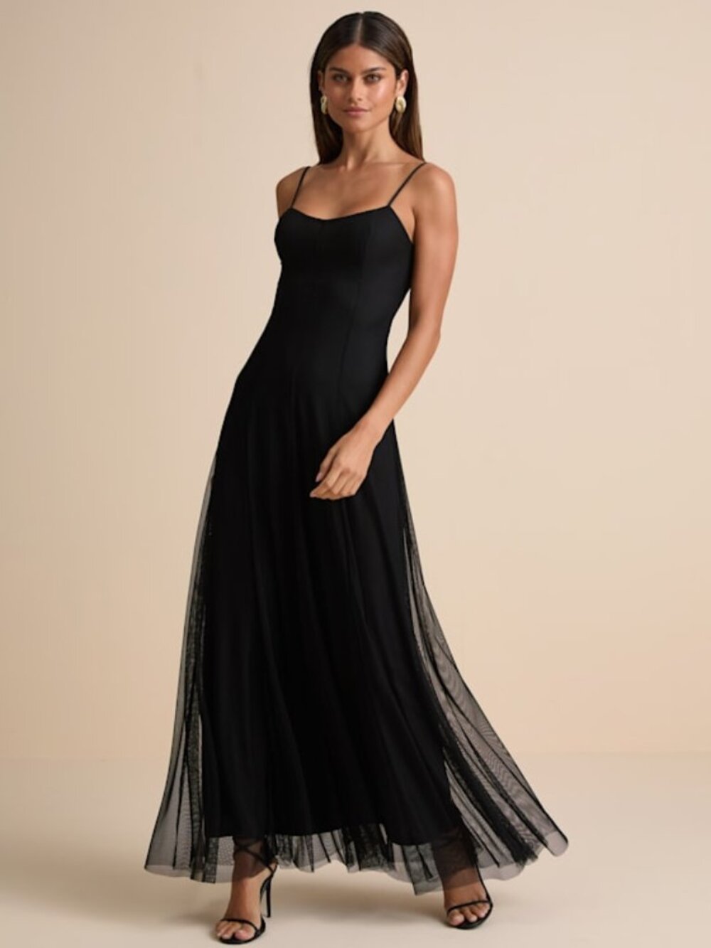 Lulus Atori Black Mesh Sleeveless Maxi Dress - Size M